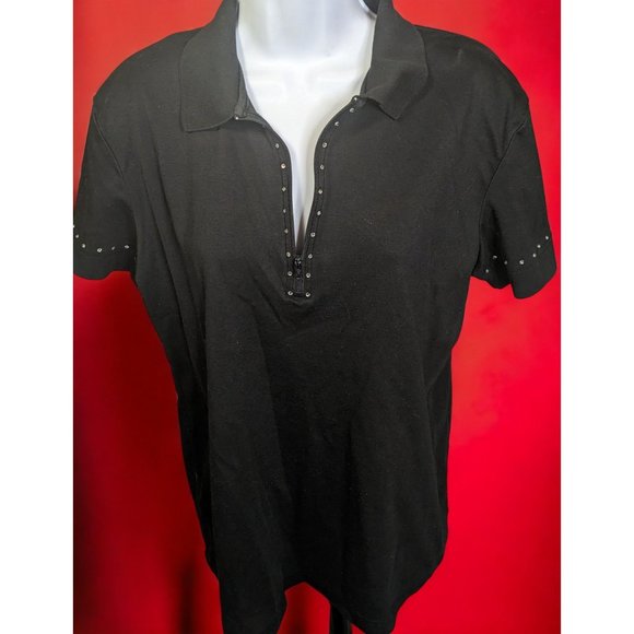 Ashlyn Kate Black Rhinestone Collared Shirt - Picture 3 of 10